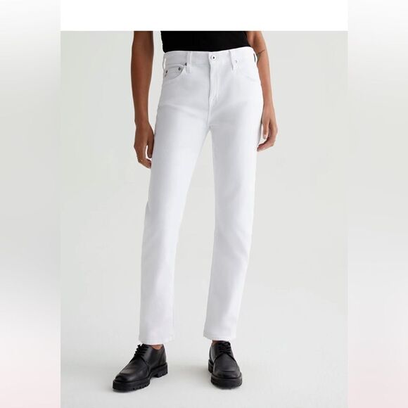 AG Ex-Boyfriend Slouchy Slim Straight Leg Jeans White Size 32 NWT - Picture 1 of 11